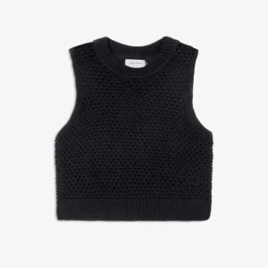 Cropped Knit Vest Organic Cotton True Black