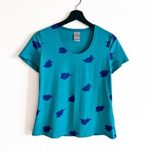 NY! Liten t-shirt Fågel Turkos & Blå