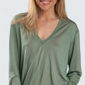 Julia Sidentröja V-ringad – Grön