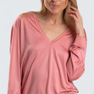 Julia Sidentröja V-ringad – Rosa