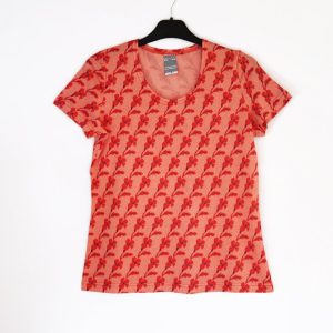 Liten t-shirt NyTT MÖNSTER! Tulpanlilja Röd Persika