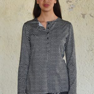 Långärmad tröja med knappar Kapris Svart & Vit