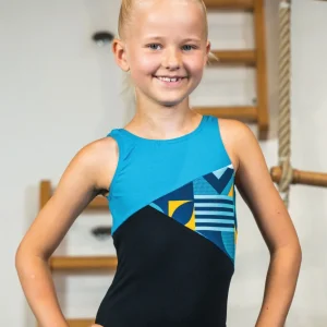 Catsuit | NS-192 Black / petrol / Geometric