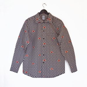 Skjorta Pyramid Beige, Svart & Tegelröd