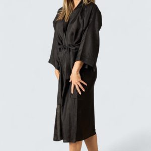 Sidenmorgonrock Habutai Dam – Svart