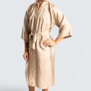 Sidenmorgonrock Habutai Herr – Sand