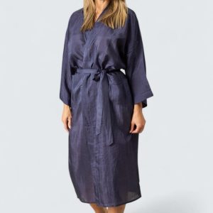 Sidenmorgonrock Habutai Dam – Marinblå