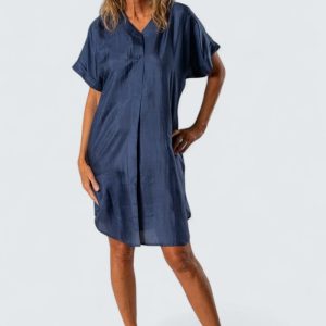 Sidennattlinne Habutai – Marinblå