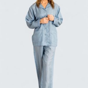 Sidenpyjamas Habutai Dam – Himmelsblå