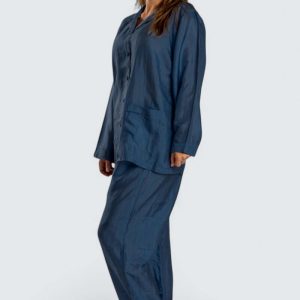 Sidenpyjamas Habutai Dam – Marinblå
