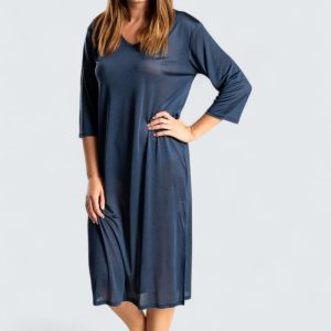 Sidentrikånattlinne Lång – Marinblå