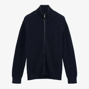 Ribbstickad Zip-tröja Taksh Navy