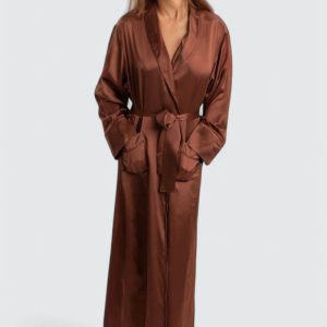 Victoria Sidenmorgonrock Satin Dam – Kastanj