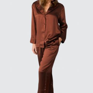 Victoria Sidenpyjamas Satin – Kastanj