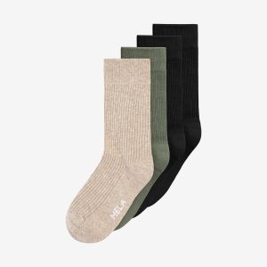 4-pack Ribbed Socks Natural Dark Mix
