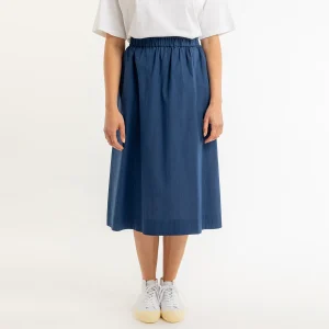 A-Line Skirt Navy Seersucker - ROTHOLZ