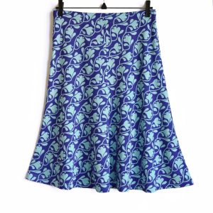 Klockad Kjol Mah-Jongblomma Blålila & Mintgrön