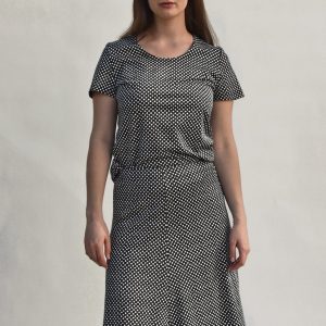 Klockad Kjol Kapris Svart & Vit