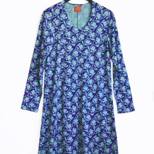 Klänningstunika Mah-Jongblomma Blålila & Mint