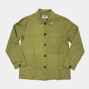 Railway Handwoven Hemp Blend Jacket Olive Green