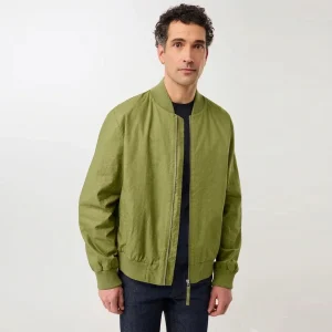 Koojan Linen Bomber Jacket Green Olive