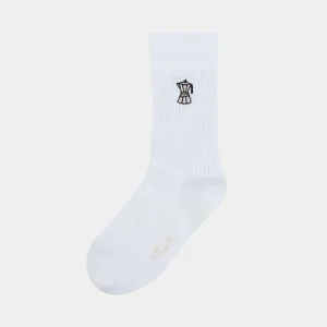 1-pack Ribbed Socks Embroidery Coffee