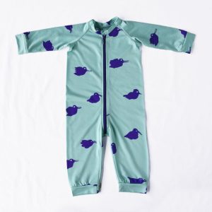 Babyoverall Fågel Blålila & Mint