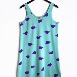 Slitslinne Fågel Blålila & Mintgrön