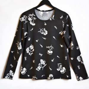 Långärmad tröja Stor Blomma Svart & Vit