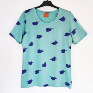 Stor t-shirt Fågel Blålila & Mintgrön
