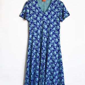 V-klänning Mah-Jongblomma Blålila & Mintgrön